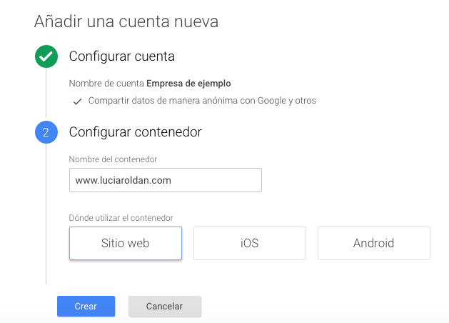 Google tag manager - creamos contenedor