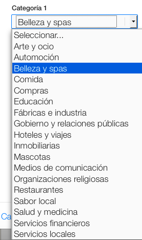 Categorías de negocios locales en Apple Maps